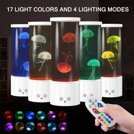 KIKILIVE Jellyfish Lamp, LED Jellyfish Tank Table Lamp with Remote Control,17 Color Changing Dimmable Jellyfish Night Light for Home Decor & Christmas Birthday Gifts