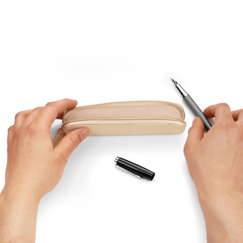 Antony Olivier Real Leather Pencil Case | White Pen Pouch