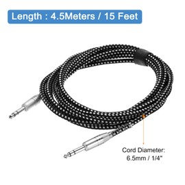 QUARKZMAN Guitar Instrument Cable, 15 Feet 1/4 Inch to 1/4 Inch Straight to Straight Angle Electric Guitar Jack Cable for Guitar Bass, Black White