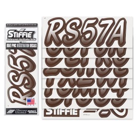 Stiffie STIFFIE Whipline White/Espresso Brown 3" Boat & PWC Registration Decals ? Numbers Letters Stickers