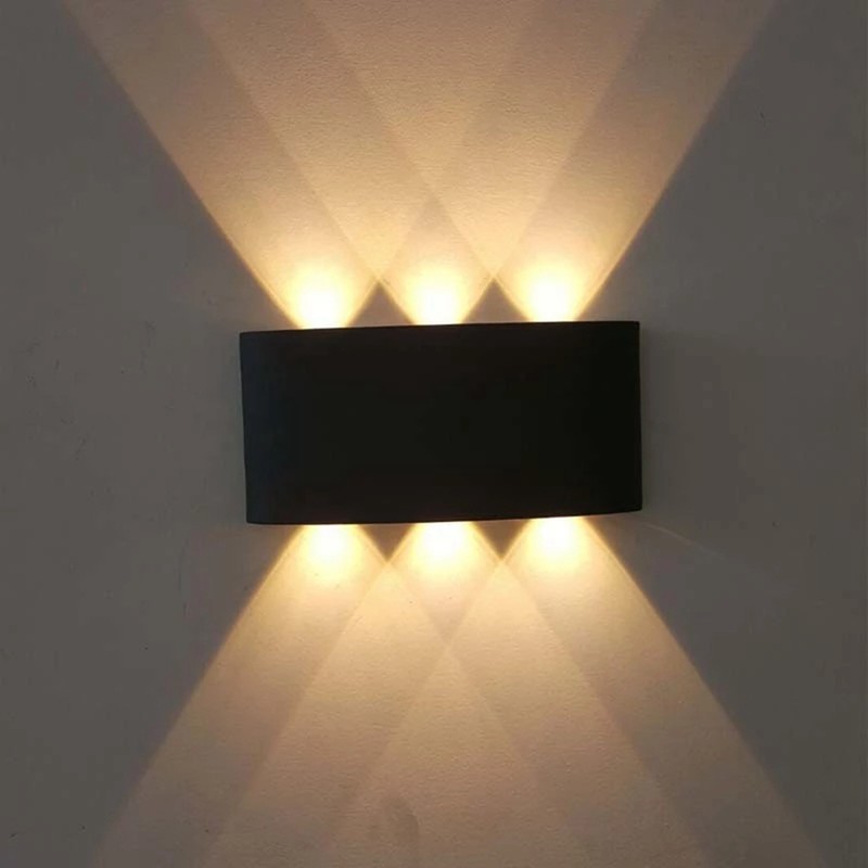 6W LED Wall Light Aluminium Black Shell Warm Light Up