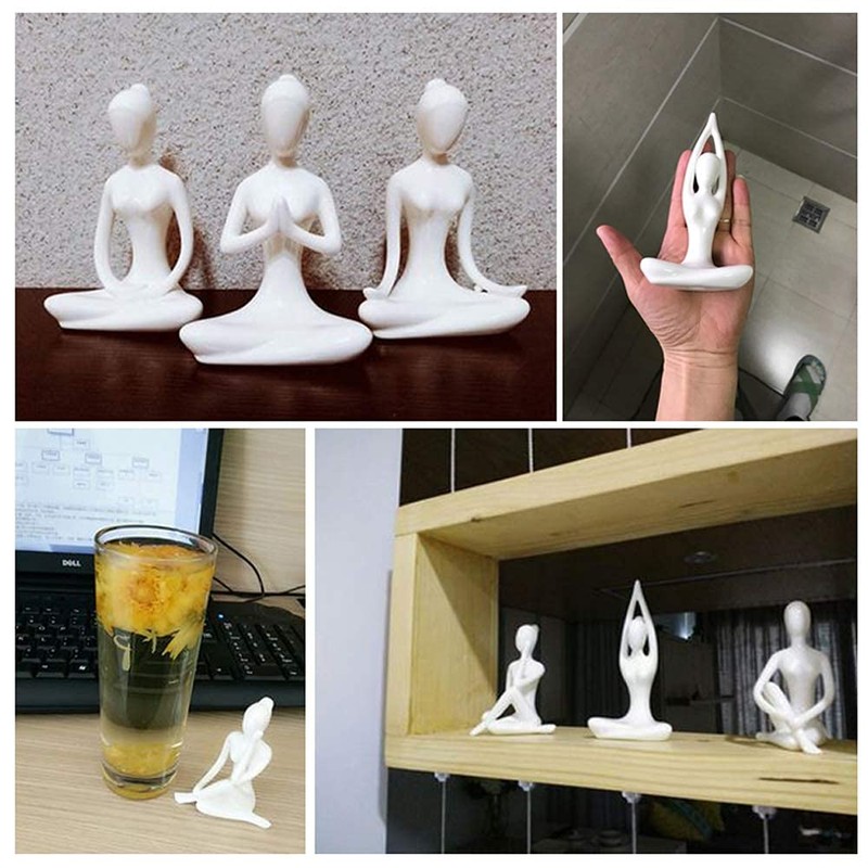OwMell Lot of 4 Meditation Yoga Pose Statue Figurine Ceramic