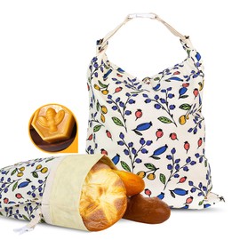 2 Pack Beeswax Bread Bags - 17x13 Inch Reusable Bread Storage Bags,Bees Wax Lined Bread Bags for Home Cooks fresh bread storage Easy Clean (Berry)