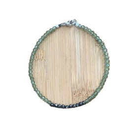 pyrite & green apatite 3mm round shape faceted cut gemstone beads 7 inch stacking bracelet with 925 sterling silver - silver plated lock gemstone clasp bracelet - link chian bracelet for men/women