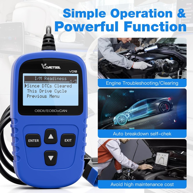 VDIAGTOOL VD10 OBD2 Scanner Code Reader Car Diagnostic Tool Engine