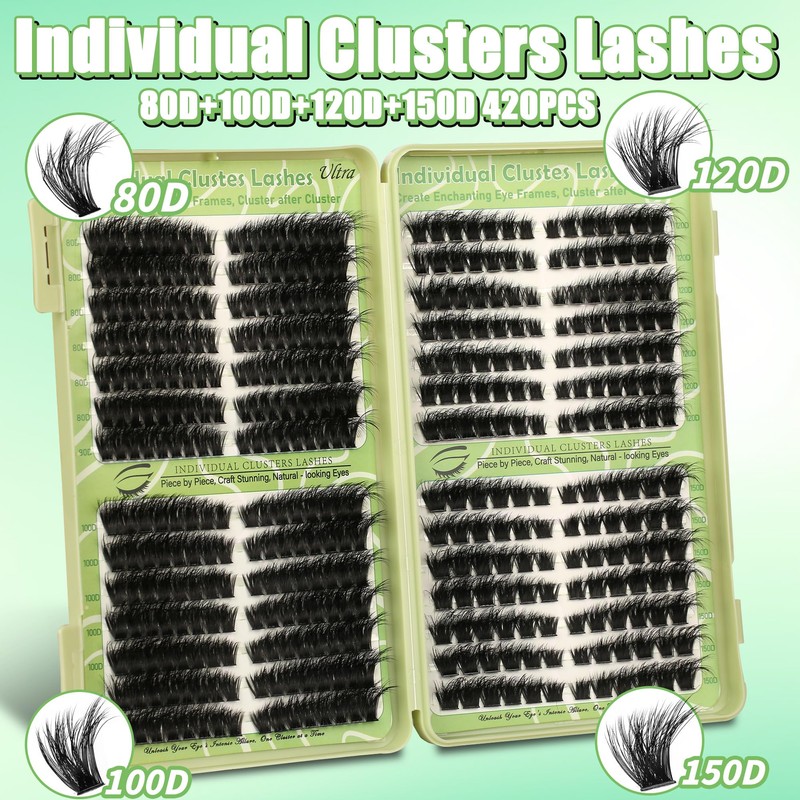 Gmagictobo Cat Eye Wispy Lash Clusters Kit 420Pcs DIY Individual
