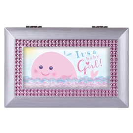 Cottage Garden A Baby Girl Smiling Brushed Silvertone Jewelry Music Box Plays You are My Sunshine