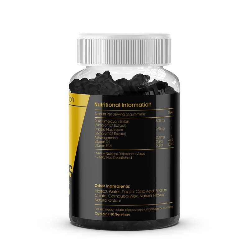 Shilajit Gummies High Strength with Chaga and Ashwagandha, Himalayan Shilajit