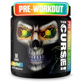 JNX SPORTS The Curse Pre Workout Powder for Men  Women, Caffeine, Beta-Alanine, Creatine, L-Citrulline, 50 Servings, Sour Candy Flavor  Boost Energy, 