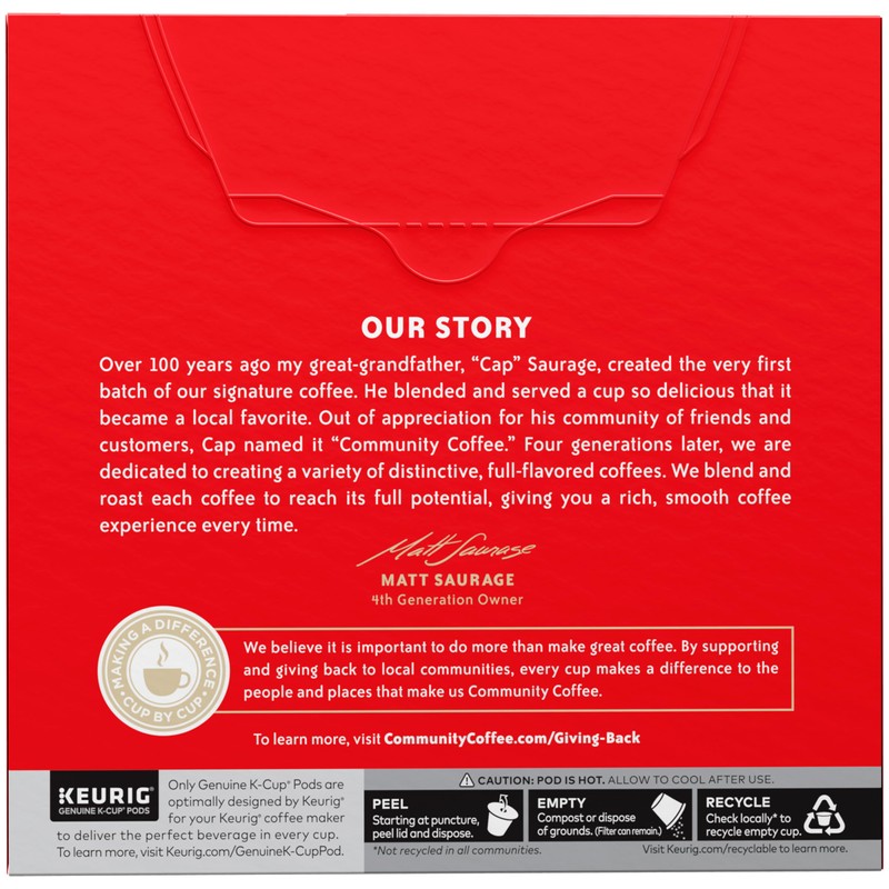 Community Coffee Pecan Praline Medium Roast Single Serve Keurig K-Cup