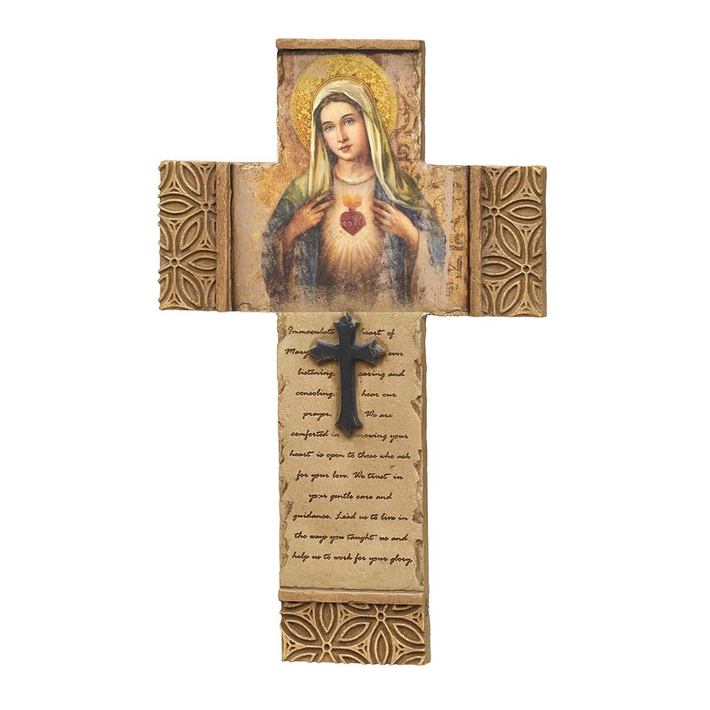 Roman 601308 Joseph Studio Immaculate Heart Saint Cross, 8-inch Height,