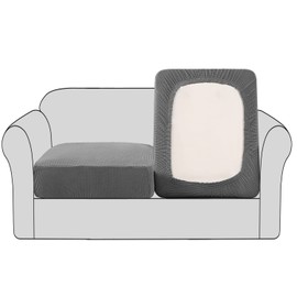 H.VERSAILTEX High Stretch Couch Cushion Covers,Chair Sofa Seat Slipcovers Couch Cushion Cover Stretch Furniture Protector for Kids, Pets(2 Packs Cushion Loveseat Covers, Dove)