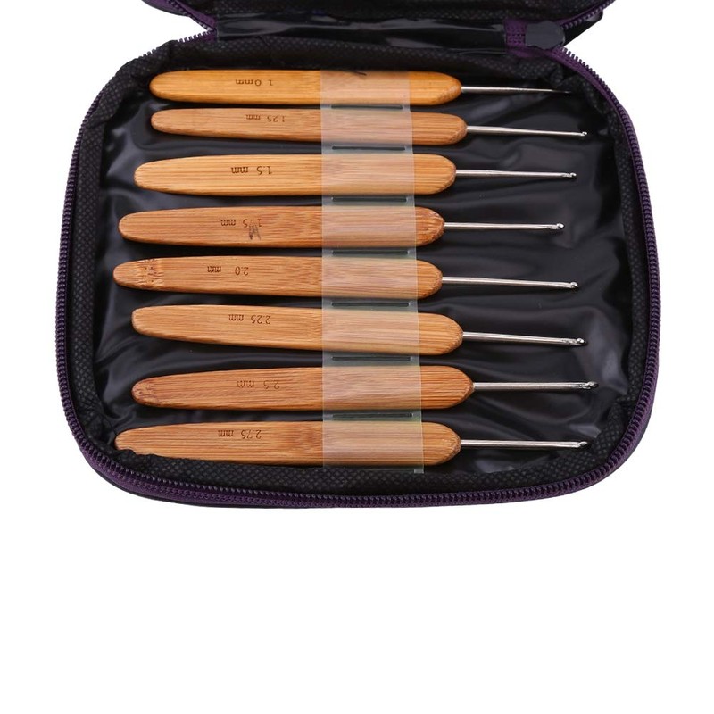 20 Pieces Crochet Hooks Kit with Case Bamboo Crochet Hooks