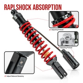 RKV86 Adjustable 485mm Rear Shock Absorber Suspension, CNC Machining Process, Fit for Yamaha YFZ450 2004-2013, YFZ450R 2009-2020 ATV (1pcs, Red)