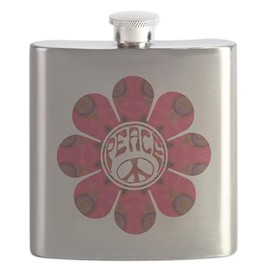 CafePress Peace Flower Affection Flask 7 oz Stainless Steel Drinking Flask