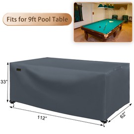 Chinchilla 7/8/9 ft Pool Table Cover, Waterproof Sunscreen Billiard Cover Polyester Fabric，for Snooker Billiard Table Cover (9ft)