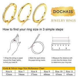 Dochais Gold Rings for Women 5PCS Stackable 14K Gold Plated Stacking Rings for Women Non Tarnish Trendy Dainty Rings Cubic Zirconia Gold Rings Set Statement Wedding Bands Rings Size 10