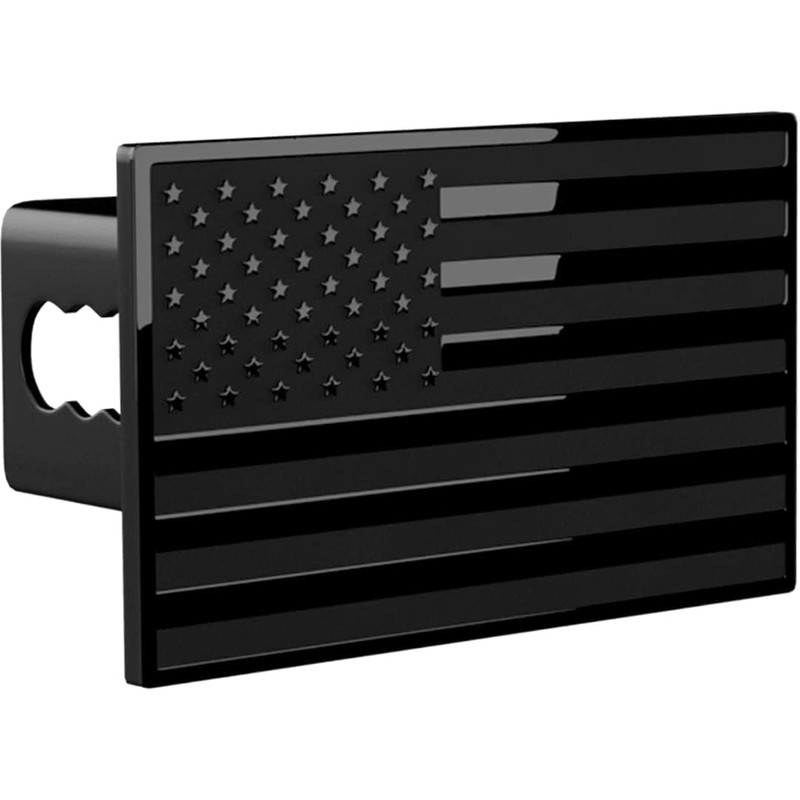 5"x3" American Black Flag Metal Hitch Cover (Fits 2.5" Receiver,