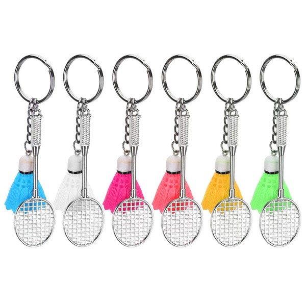 6Pcs Keychains, Simulation Badminton Key Ring Decoration Charms Door Car