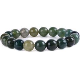 DHYANARSH Moss Gemstone Beads Bracelet | Healing Beaded Bracelet for Emotional Stability, One Size, Gemstone, Agate