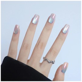 Lwenjing Nail Tips, 30 Pieces, 3D Nail Tips, Handmade Nail Tips, Short, Spring and Summer, Popular Japanese Style, Cute, Simple, Stylish, Bride, Shiny, False Nails, Double-Sided Tape, Coming of Age