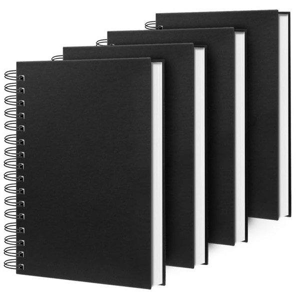 Ouzoustate Lined Spiral Notebook A4 Large Black Journal 8.5" x