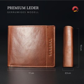 SERENLI Handmade Leather Wallet Men's Unısex Premium Milano Cowhide Wallet Landscape Format Card Wallet Wallet Card Holder Wallet Brown 10.5 x 8.4 x 1.2 cm, brown, Modern