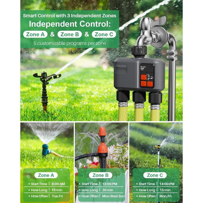 johgee Irrigation Computer WLAN 3 Outputs with 300 m RF