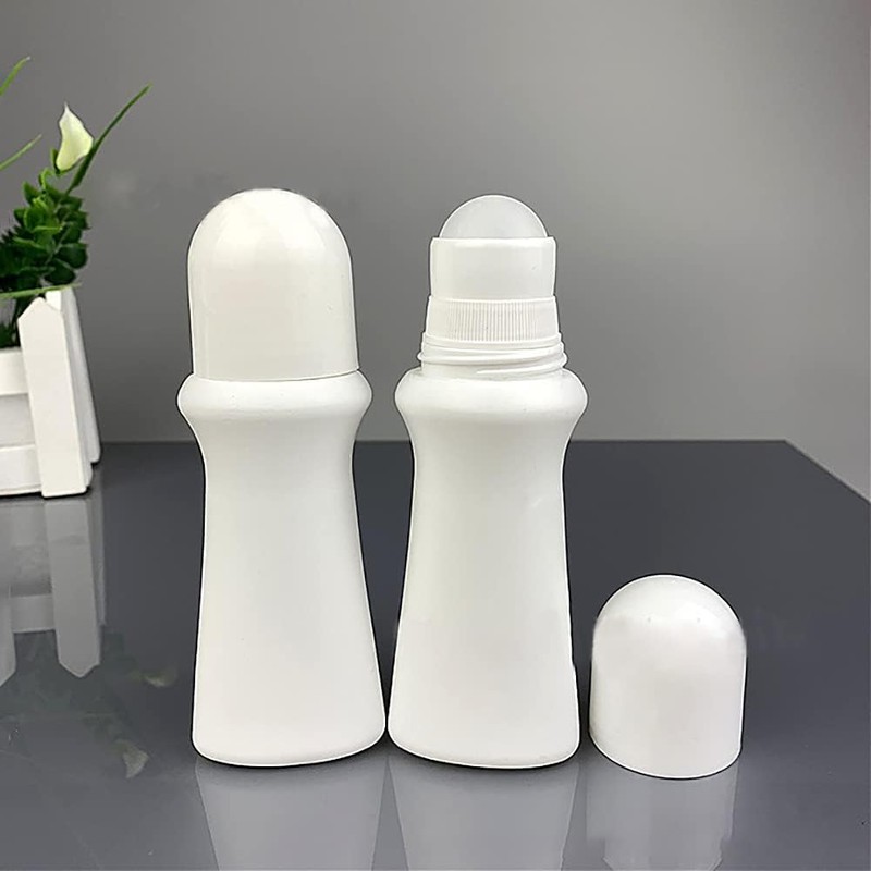 PurYupearl 4 Pcs White 75ml Empty Refillable Plastic Roller Bottle