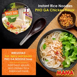 MAMA Pho Ga Instant Chicken Soup Bowl Noodle In Vietnamese Style, Silky-smooth, Chewy Rice Noodles With Piping Hot Aromatic Soup Mix (6-Bowl Pack, 2.29 oz Per Bowl)