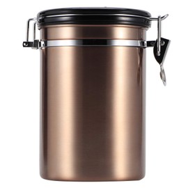 Coffee Canister, Stainless Steel Coffee Containers with Double Layer Lock Buckl Coffee Canisters with Airtight Lids Portable Coffee Container for Ground Coffee(Gold)