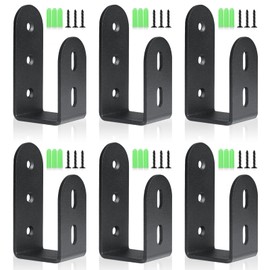 Riuog U Bracket, Door Security Bar, Heavy Duty Steel Door Bracket for 2x4 Lumber (6 Pack, Black, Wall Mount)