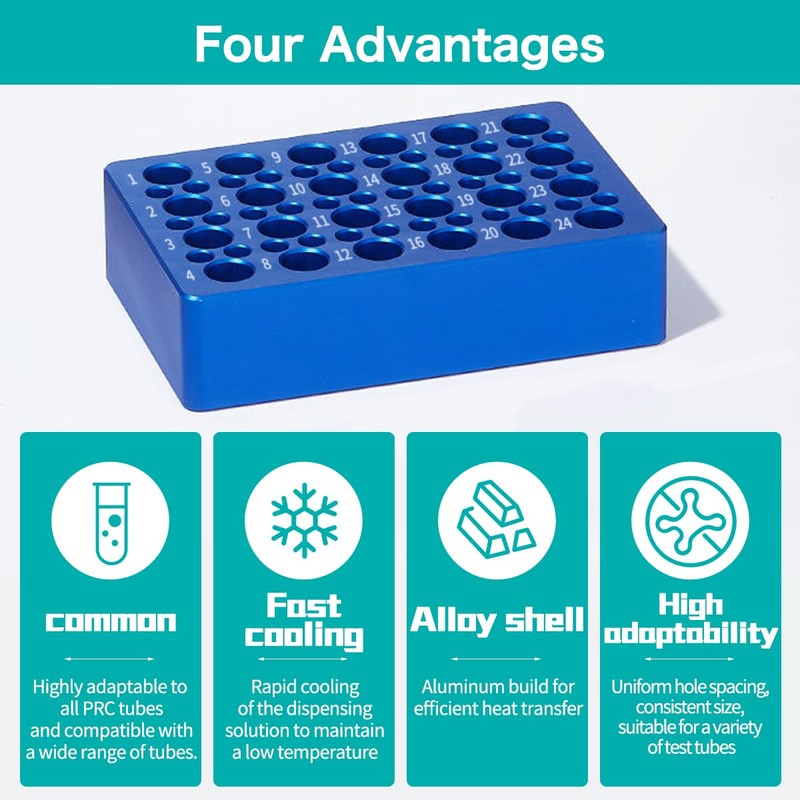 Aluminum Cooling Block - 60 Well PCR Tubes Cooler,24-Well for