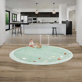 Peekabu Easy Walk-Thru Safety Gate for Doorways and Stairways with Auto-Close/Hold-Open Features, 29-Inch Tall, 205-Inch Wide, White