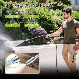 Stainless Steel Turbo Nozzle Pressure Washer 4000 PSI, 360° Rotating