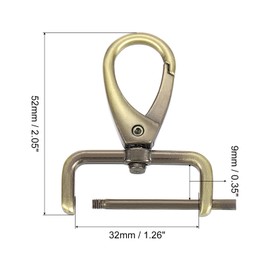 sourcing map 2Pcs Swivel Clasps Hook, 32mm(1-1/4 Inch) D Ring Detachable Snap Hook Metal Lobster Claw Clasp Hook with Screwdriver for Purse Keychain DIY Craft, Bronze