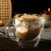 Komost Double Walled Glass Coffee Mugs Set of 2, 8.5oz