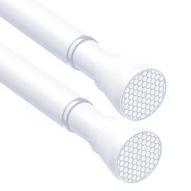 Fvonzn 2PCS White Tension Rods for Windows 28 to 48 Inch,No Slip Tension Curtain Rod Adjustable Curtain Rods Spring Curtains Rod No Drill Spring Loaded Curtains Rods for Closet, Window, Doorway