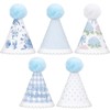 Eaasty 5 Pcs Mini Hydrangea Blue Gingham Stripe Party Hats