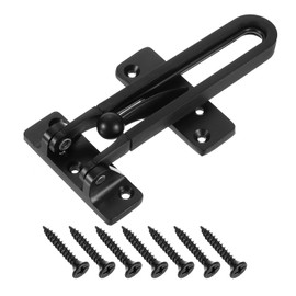 uxcell uxcell 1Pcs Swing Bar Door Lock Leather Coated Safety Latches Security Door Buckle with Screws for Home Hotel Apartment, Black