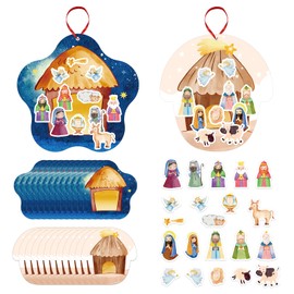 FLYAB Nativity Stickers Scene Crafts - 24 Sheets Make a Nativity Scene Stickers Ornament Craft Kit DIY Nativity Stickers for Kids Christmas Tree Decorations Funny Christmas Religious Crafts Gifts