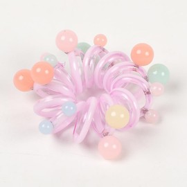 Spiral Hair Ties, 2pcs Waterproof Pearls Ponytail Holders For Woman Candy Color Phone Cord Hair Coils For Thick Hair (Purple)