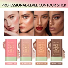 Hulyfw Cream Contour Stick,Versatile Bronzer Facial Contouring Stick,Long Lasting Highlighter Waterproof Facial Shaping,Buildable Highlight Contour Makeup Natural Radiant Look,01 Warm Glow