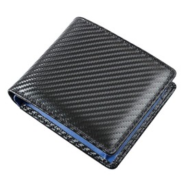 Marge x Diablo MGD-1898 Men's Bifold Carbon Leather Wallet, blue