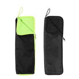 QUARKZMAN Pack of 2 Wet Umbrella Bag 13.8 Inch Oxford Cloth Umbrella Covers with Microfibre Interior Waterproof Portable Compact Cases for Foldable Travel Umbrellas, Black/Green