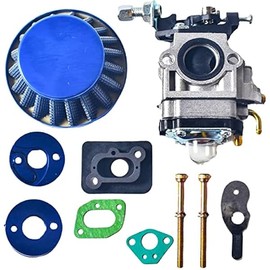 15mm Carburetor Carb Upgrade Kit Air Filter Manifold Inatake Pipe Inlet Alloy Stack FOR 2 Stroke 33cc 43cc 47cc 49cc 50cc 52cc Standup Gas Scooter ATV Quad Pocket Bike XG-550 BladeZ Moby X Blue