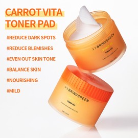 BRING GREEN Carrot Toner Pad | Contains Vitamin and Retinol to Even Out Skin Tone, Reduce Dark Spots and Blemishes for Daily Skincare (60 Count)