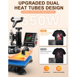 12" x 10" Heat Press Machine for T-Shirt, Shirt Press Machine for Sublimation T-Shirts Pillow Bag Garments Photo Slate Ceramic Frame,Swing Away Sublimation Heat Press Printer for Heat Transfer Vinyl