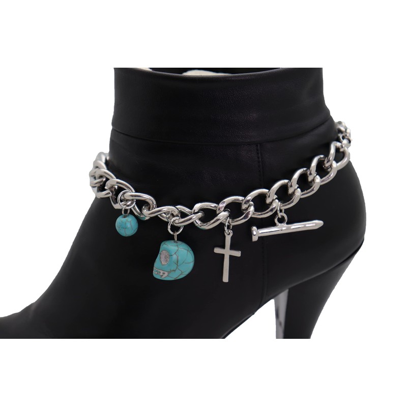 Women Western Fashion Jewelry Boot Chain Bracelet Silver Metal Shoe