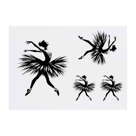 4 x 'Ballet Dancer' Temporary Tattoos - Water Resistant, Skin-Safe, Non-Toxic Transfers, Mixed Sizes (TO00083146)
